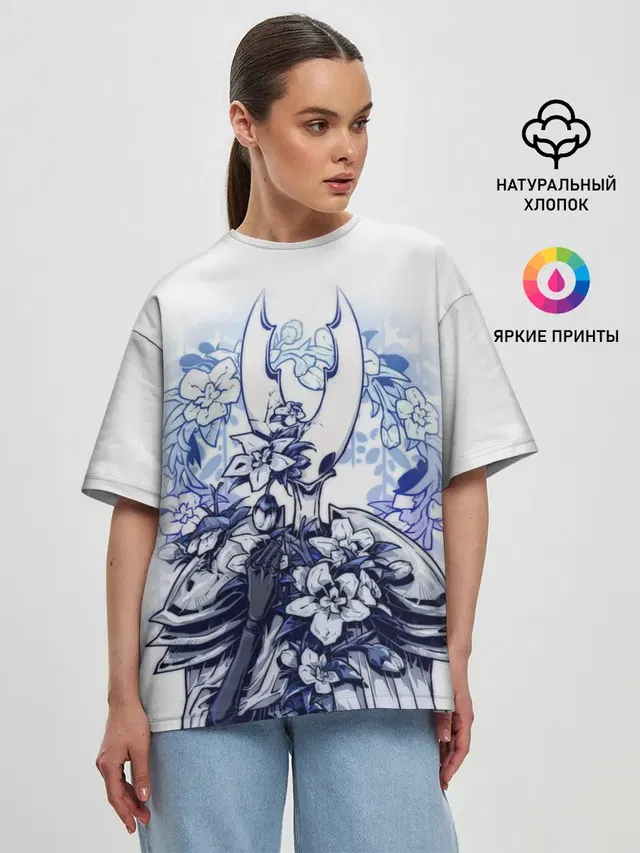 Женская футболка оверсайз с принтом «Hollow Knight game»