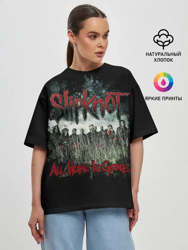 Женская футболка оверсайз с принтом «All Hope Is Gone»
