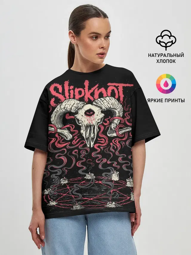 Женская футболка оверсайз с принтом «Slipknot»