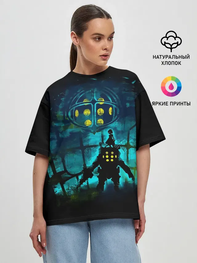 Женская футболка оверсайз с принтом «BioShock»