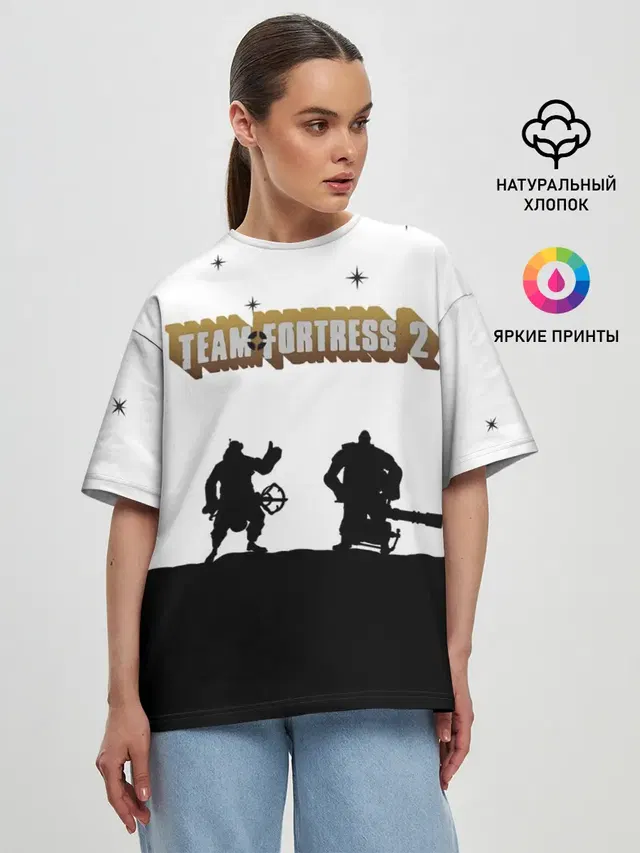 Женская футболка оверсайз с принтом «Heavy — Team Fortress 2»