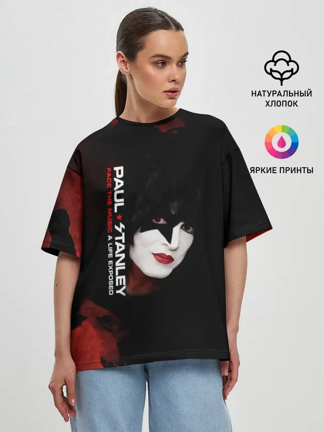 Женская футболка оверсайз с принтом «Kiss»