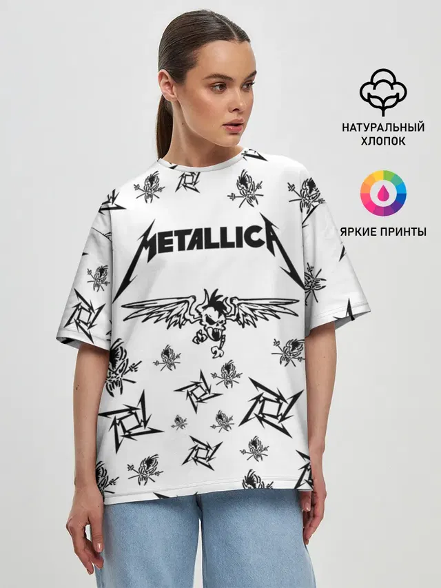 Женская футболка оверсайз с принтом «Metallica»