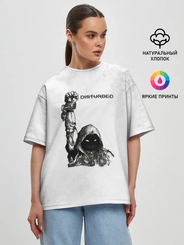 Женская футболка оверсайз с принтом «Disturbed»