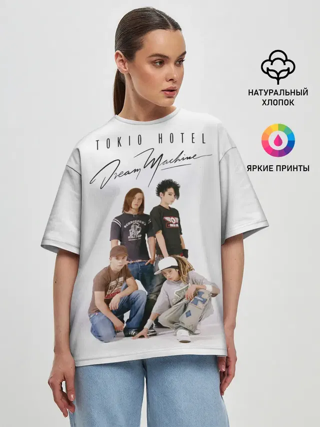 Женская футболка оверсайз с принтом «Разный рок — Tokio Hotel»
