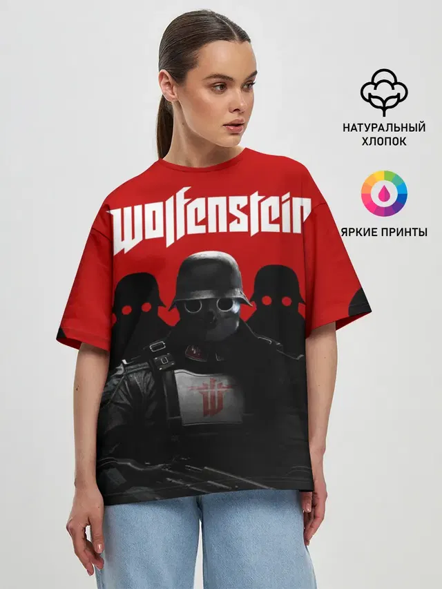 Женская футболка оверсайз с принтом «Wolfenstein»