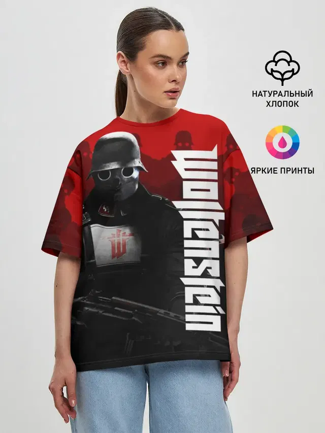 Женская футболка оверсайз с принтом «Wolfenstein»