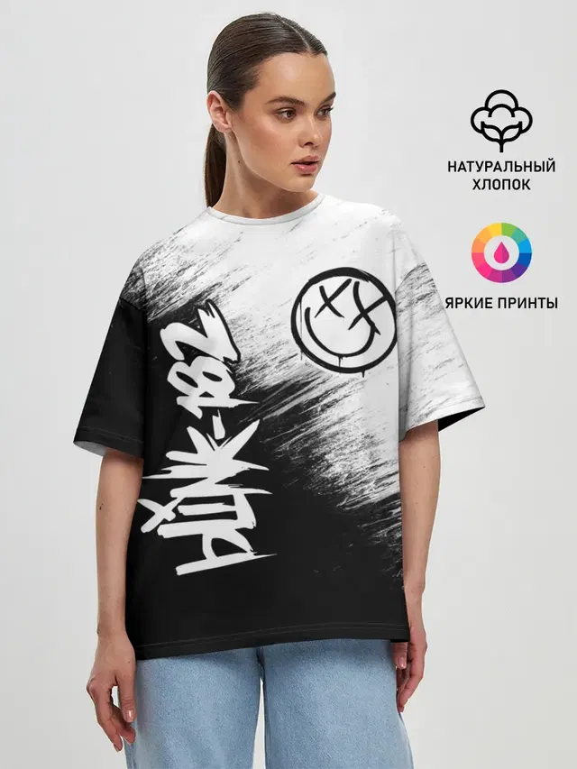 Женская футболка оверсайз с принтом «Blink 182»