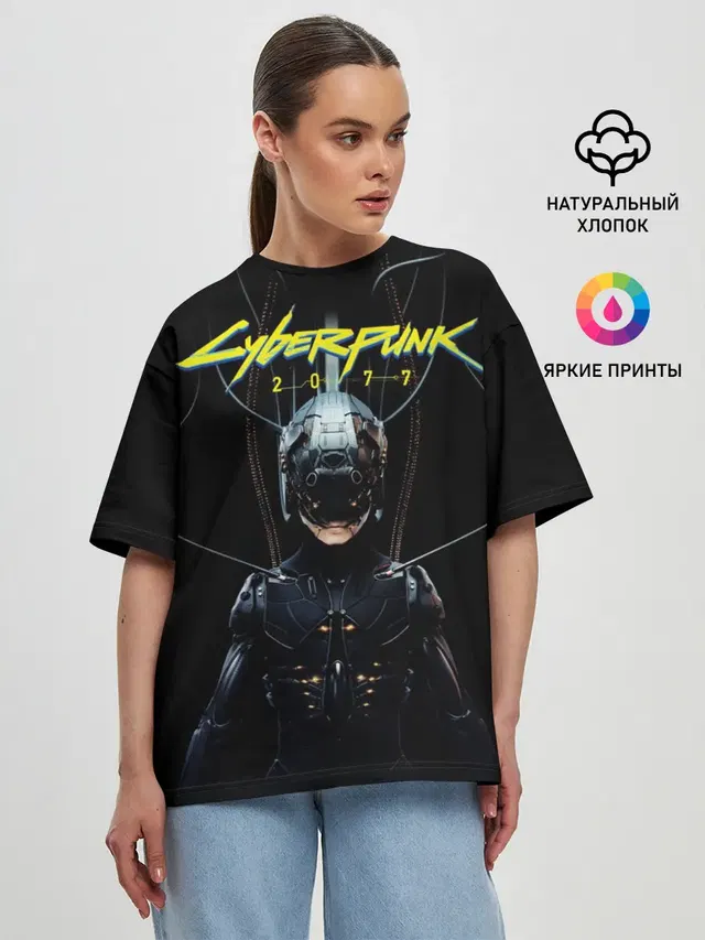 Женская футболка оверсайз с принтом «Cyberpunk 2077»