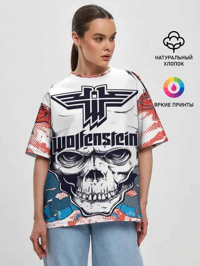 Женская футболка оверсайз с принтом «Wolfenstein»