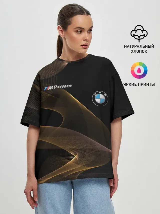Женская футболка оверсайз с принтом «BMW»