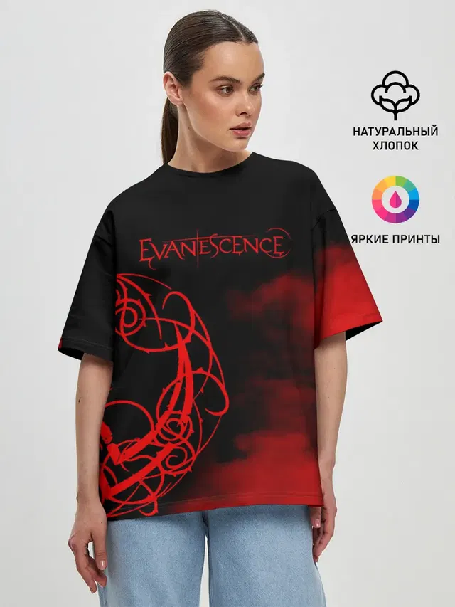 Женская футболка оверсайз с принтом «Evanescence»