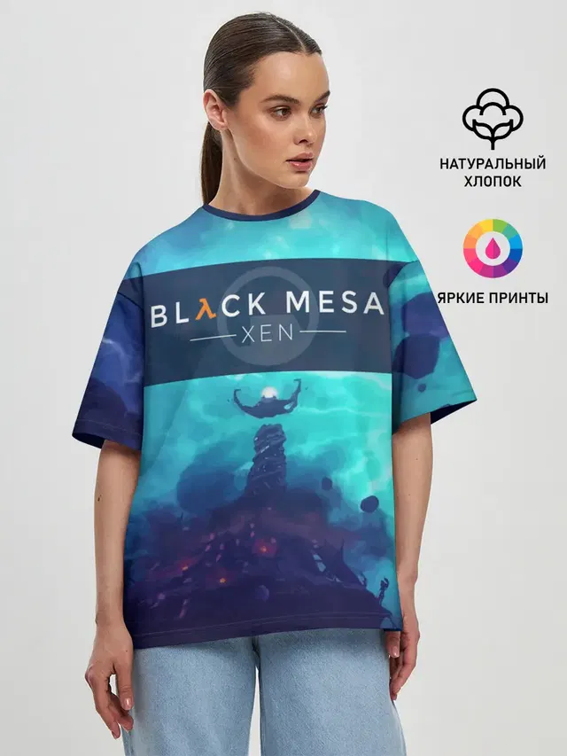 Женская футболка оверсайз с принтом «Half-Life — HALF-LIFE - Black Mesa: XEN»