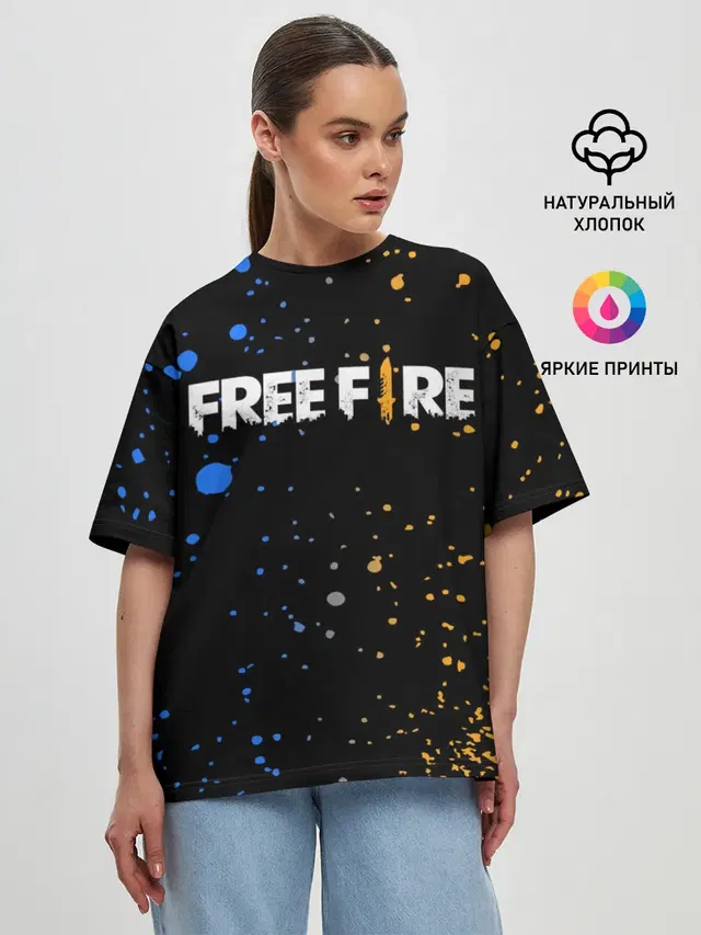 Женская футболка оверсайз с принтом «Фри Файер — FREE FIRE»