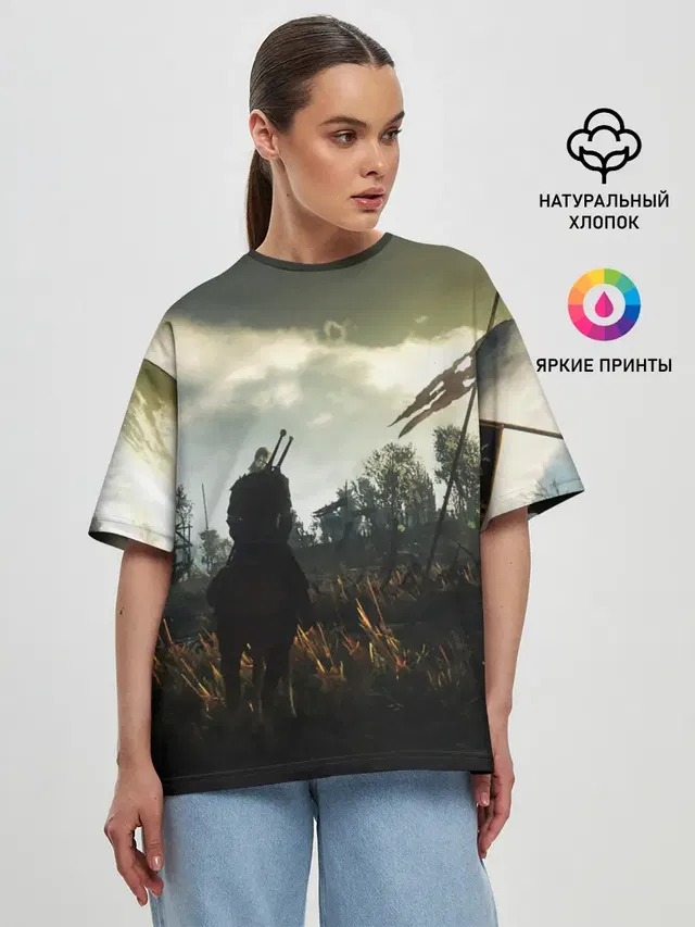 Женская футболка оверсайз с принтом «Nilfgaardian Empire — THE WITCHER 3»