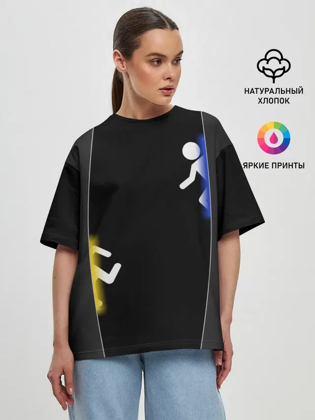 Женская футболка оверсайз с принтом «Stick figure»