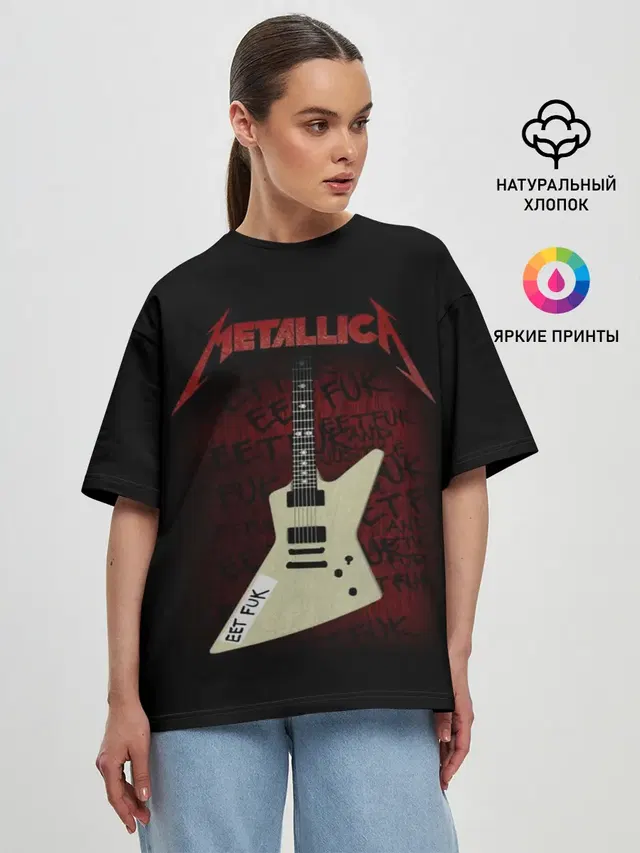 Женская футболка оверсайз с принтом «Metallica»
