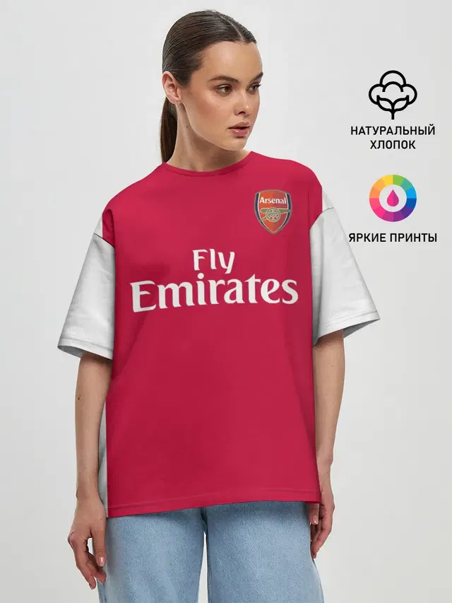 Женская футболка оверсайз с принтом «Арсенал — Arsenal home 19-20»