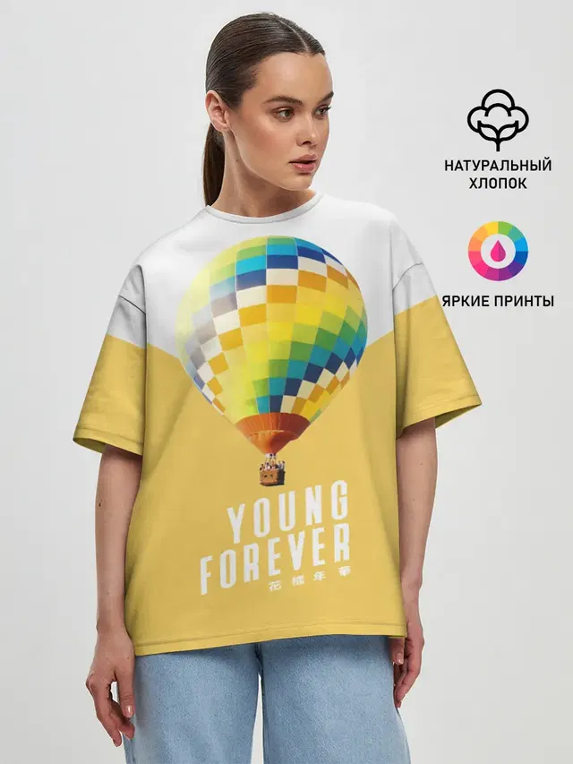 Женская футболка оверсайз с принтом «BTS — BTS Young Forever»