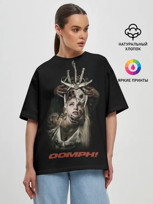 Женская футболка оверсайз с принтом «Разный рок — OOMPH»