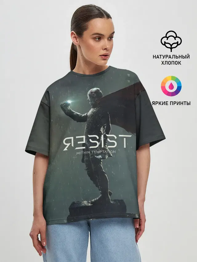Женская футболка оверсайз с принтом «Разный рок — Within Temptation RESIST»