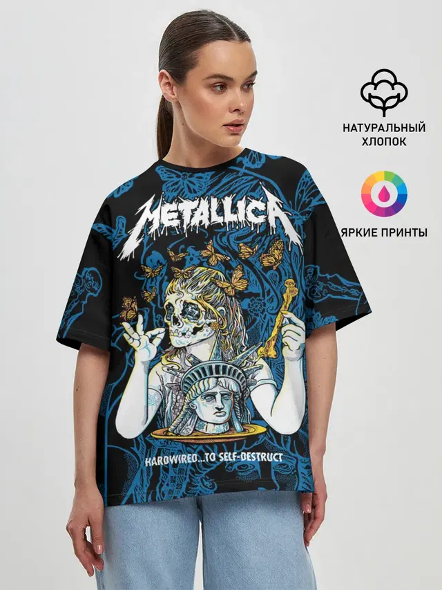 Женская футболка оверсайз с принтом «Metallica»