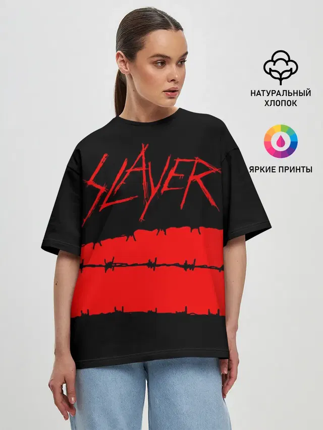 Женская футболка оверсайз с принтом «Slayer»