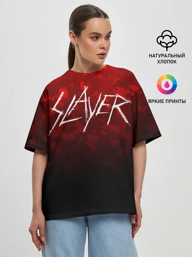 Женская футболка оверсайз с принтом «Slayer»