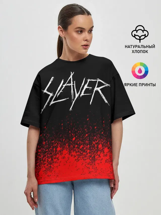 Женская футболка оверсайз с принтом «Slayer»