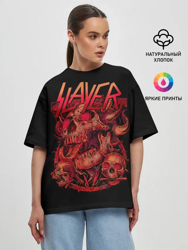 Женская футболка оверсайз с принтом «Slayer»