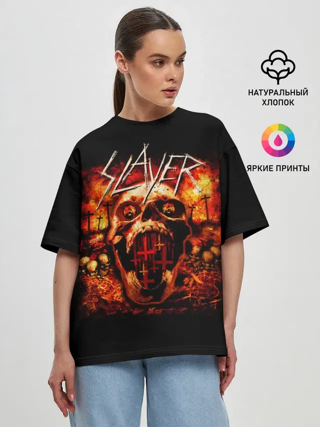 Женская футболка оверсайз с принтом «Slayer»