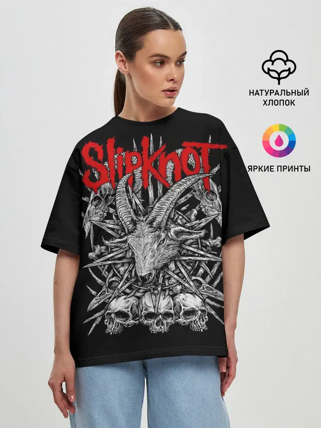 Женская футболка оверсайз с принтом «Slipknot»