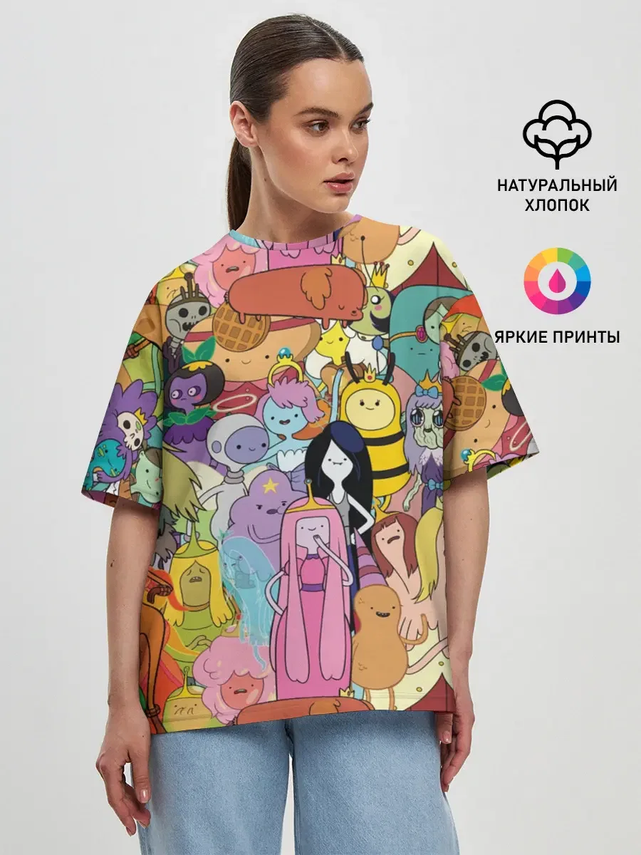 хлопковая оверсайз-футболка «Breakfast Princess» — мерч купить — принт крупно