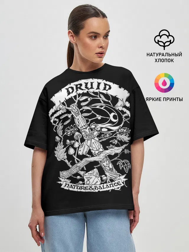 Женская футболка оверсайз с принтом «Dungeons & Dragons — Druid»