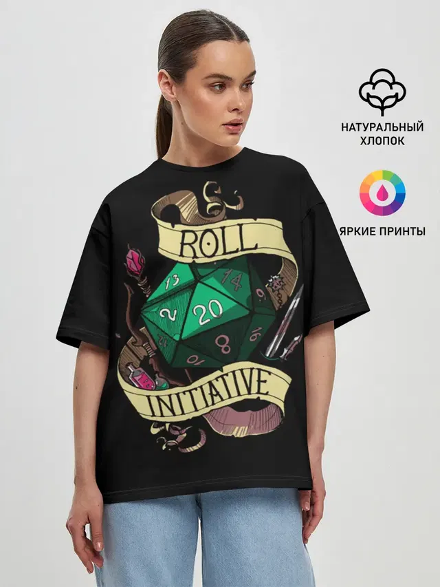 Женская футболка оверсайз с принтом «Dungeons & Dragons — Roll 20»