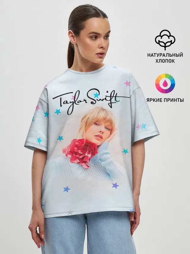Женская футболка оверсайз с принтом «Taylor Swift»