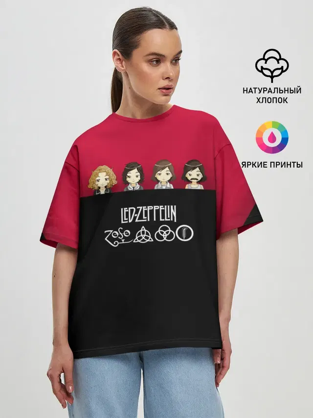 Женская футболка оверсайз с принтом «Led Zeppelin»
