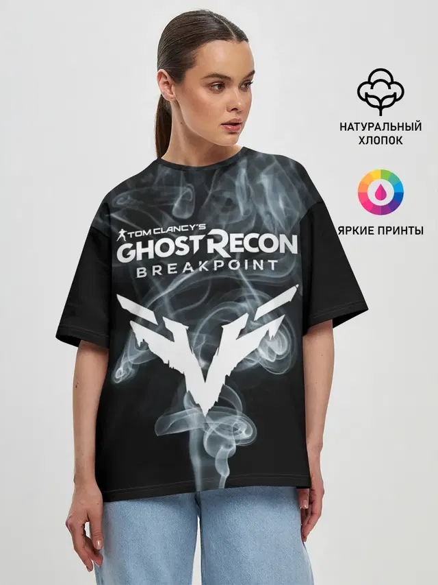 Женская футболка оверсайз с принтом «Разные игры — GHOST RECON BREAKPOINT»