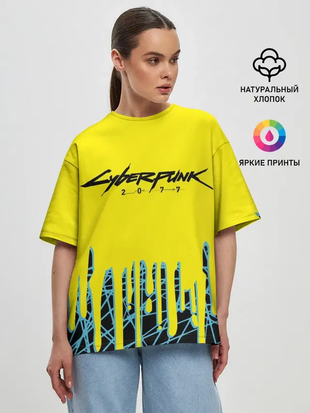 Женская футболка оверсайз с принтом «Cyberpunk 2077»