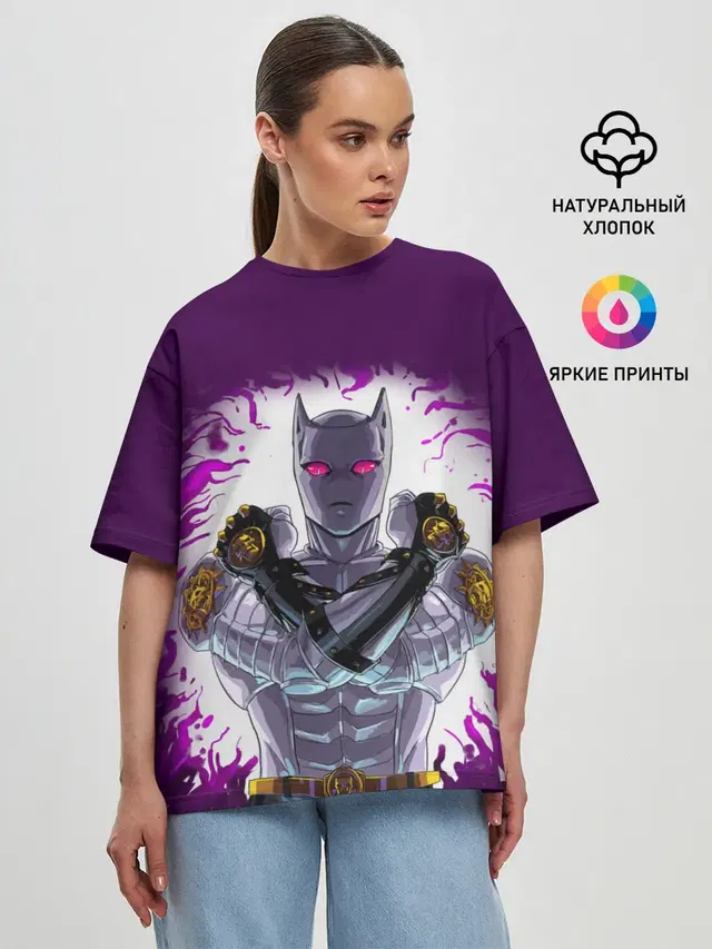 Женская футболка оверсайз с принтом «ДжоДжо — JJBA Killer Queen»