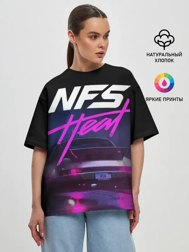 Женская футболка оверсайз с принтом «NFS — Need For Speed Heat»