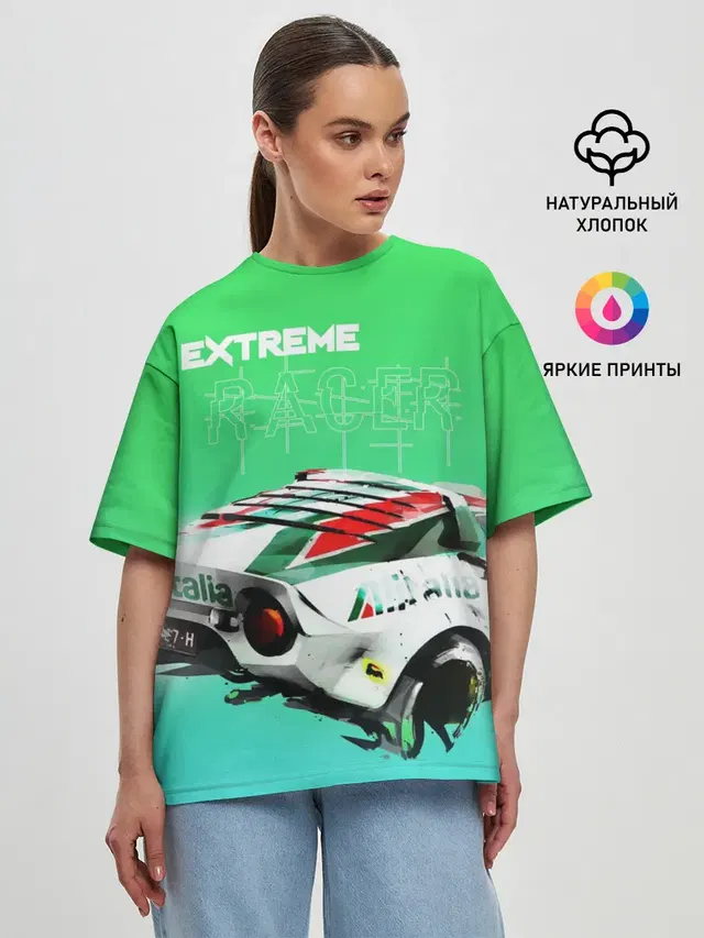 Женская футболка оверсайз с принтом «Разные автомобильные — Extrime Racer»