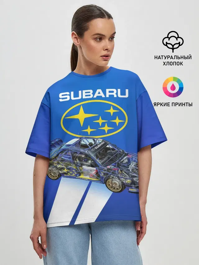 Женская футболка оверсайз с принтом «Subaru»