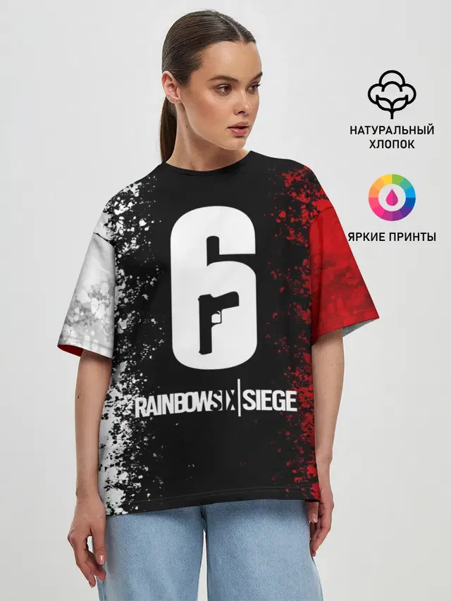 Женская футболка оверсайз с принтом «Rainbow Six — Siege.»