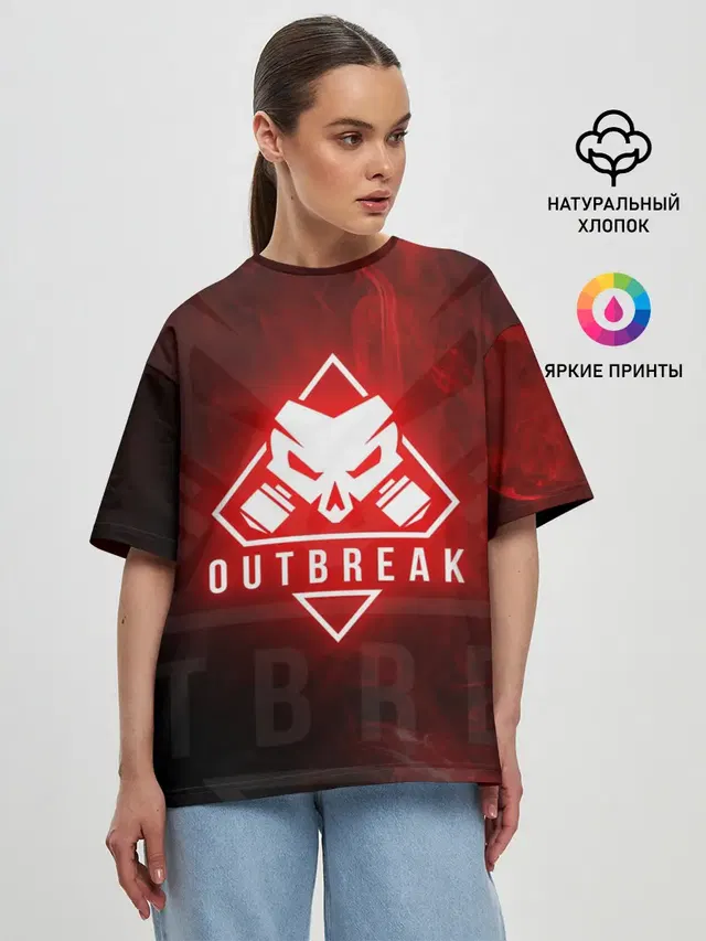 Женская футболка оверсайз с принтом «Outbreak — RAINBOW SIX SIEGE OUTBREAK»