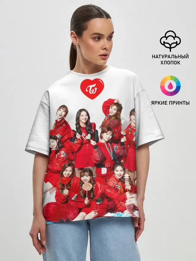 Женская футболка оверсайз с принтом «Twice»