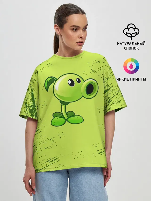 Женская футболка оверсайз с принтом «Plants vs. Zombies»