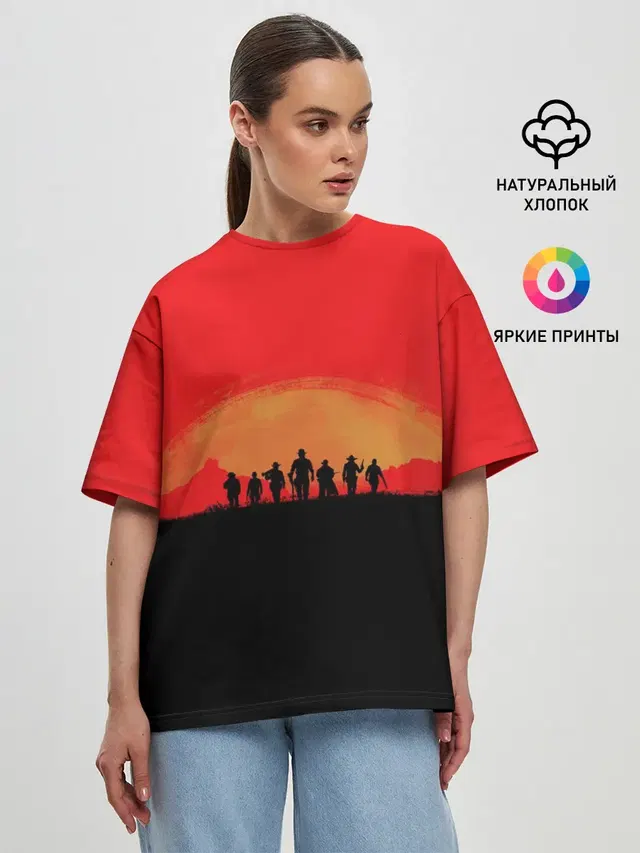 Женская футболка оверсайз с принтом «RDR2 Team»