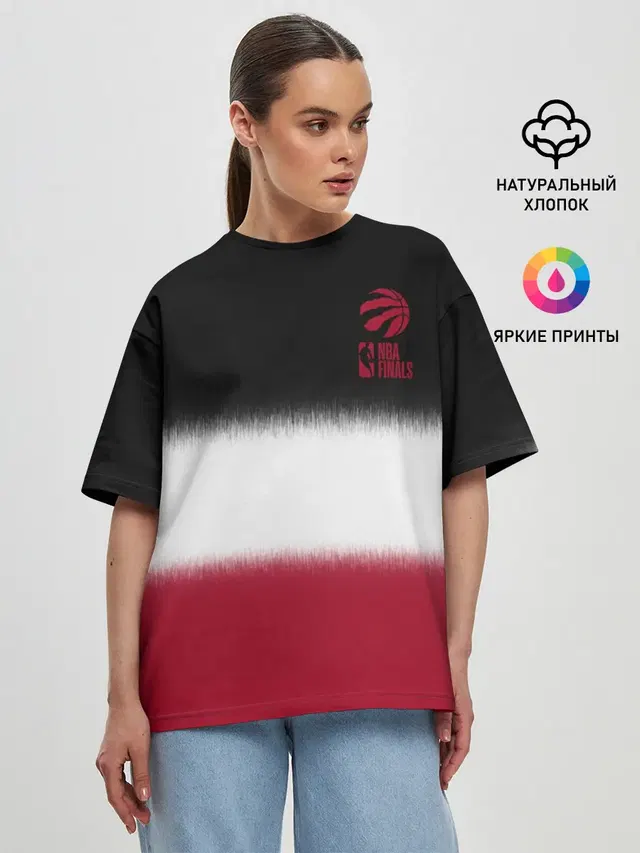 Женская футболка оверсайз с принтом «НБА — 2019 Champions Raptors»