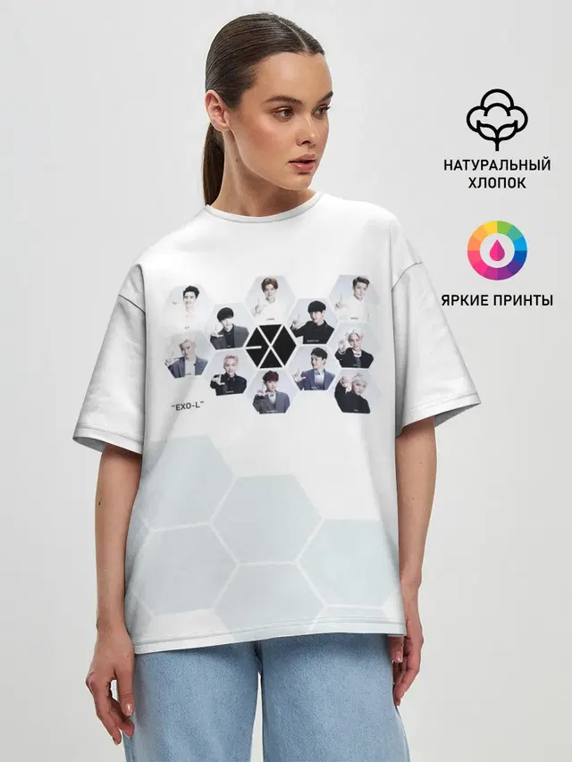 Женская футболка оверсайз с принтом «Exo»